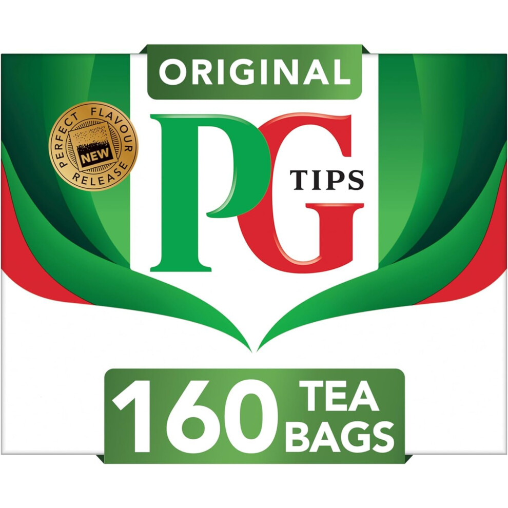 Pg Tips Original, Tea Bags Bulk, Refreshing, Flavourful & Full-Bodied, Perfect Flavour Release, 160 Plant Based Biodegradable Teabags Black