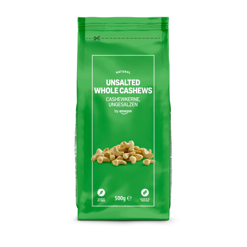 by Amazon Whole Cashew Nuts Unsalted, 500g