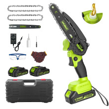 WORKIT 6 Inch Mini Chainsaw Brushless & Cordless, Upgraded Motor & 2X 2000mAh Batteries with 60+ Mins Runtime, Electrical Chainsaw with Auto Oiler &