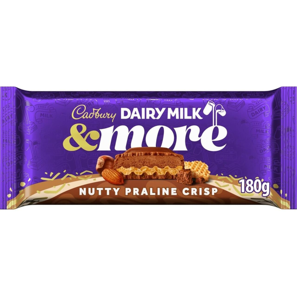 Cadbury & More Nutty Praline Crisp Chocolate Bar, Crunchy Praline &