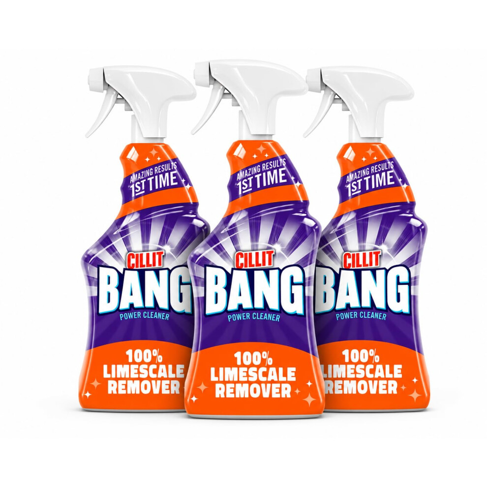 Cillit Bang 750Ml Limescale Remover, 3 Pack, Fast Stain & Virus Eliminator, Disinfectant, Soap Scum & Rust Cleaner, Fresh Scent, Water & Dirt Repelle
