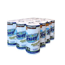 Kirkland Signature Roll Towel, 12 x 80 Sheet Pack, Fabric, White, 12