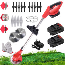 Cordless Strimmer Electric with Battery and Charger, 3-in-1 Electric Grass Trimmer Telescopic Grass Cutter, with 3 types 16 Blades 2 Batteries, for G