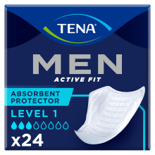 TENA Men Active Fit Absorbent Protector, Level 1, 1 Pack of 24 (24