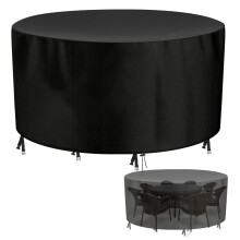 AOOWU Circular Outdoor Table Cover, Garden Furniture Covers, Waterproof, Windproof, Anti-UV, Round Garden Table and Chairs Cover for Bistro Tables an