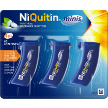 NiQuitin Minis Mint 4 mg Lozenges - Effective Smoking Craving Relief - Practical Pocket-Sized Container - 60 Mini Lozenges - Relieve Sudden Cravings