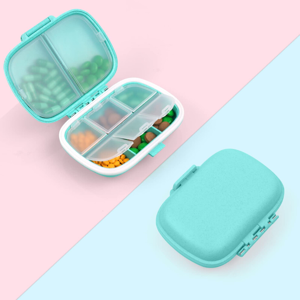Acwoo Pill Box Organiser, 1Pcs Portable Medicine Storage Box With 8 Compartments, Pill Case Pill Dispenser To Hold Vitamins, Cod Liver Oil, Supplemen