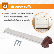 Metal Drawer Slide Replacement for Various Dressers and Nightstands, Drawer Track and Rail Kit with Metal Support Plate