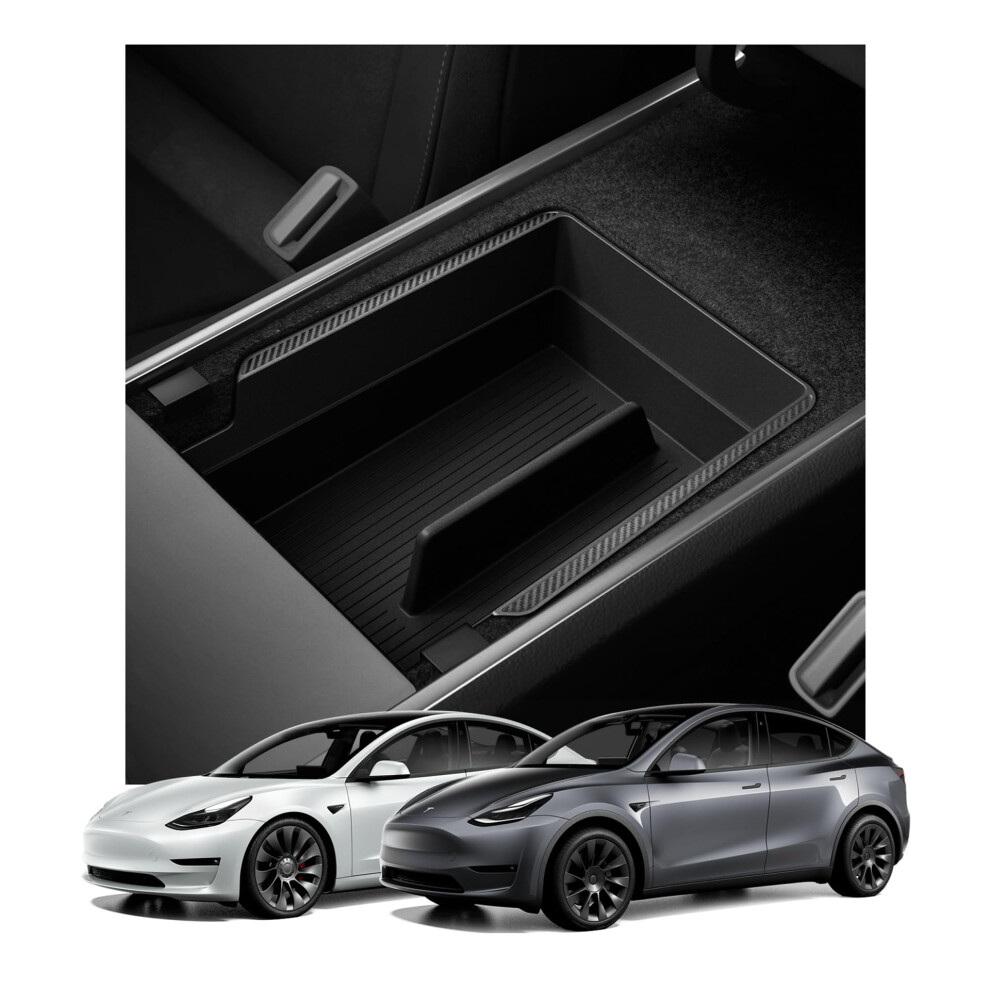 Spigen Tesla Model 3 2021-2023 And Y (~2024) Armrest Centre Console Organiser Tray, Storage Box, Carbon Patterned, Designed For Tesla Accessories - B 3489400077800