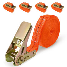 URAQT Heavy Duty Ratchet Straps, 4 x 1000KG Heavy Duty Tensioning Belts, 25mm 6M Tie Down Straps, Adjustable Ratchet Tie Downs Straps for Motorcycle,