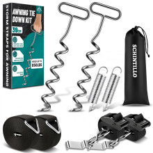 SCHINTILLO Awning Tie Down Kit, Storm Straps For Thule Omnistor, Storm Protection for Motorhome & Caravan Awnings with 39CM Strong Ground Anchors and