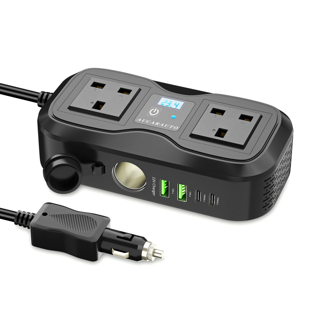 Aucarauto 7 In 1 Multi Car Power Inverter 200W 12V To 240V Voltage Yellow 5002847235930