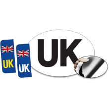 3 Pack UK Magnetic Car Badge and UK Number Plate Stickers – GB Stickers for Europe – Weatherproof Vinyl – Legal Size Magnet and Self-Adhesive De