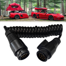Trailer Extension Coiled Cable 3.0m Male to Male Plug 13-13 Pin Trailer Cable Adapter Plug Coiled Extension Cable Trailer Cable Plug Wiring Harness A