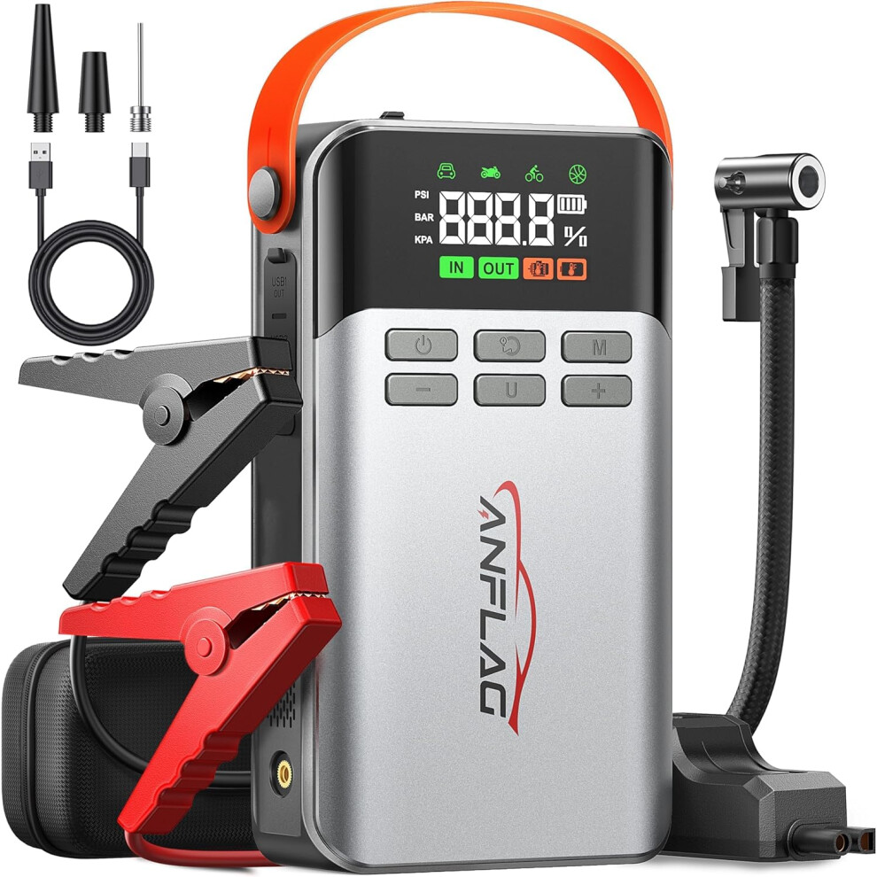 Car Battery Booster Jump Starter With 150Psi Air Compressor,8-In-1 5009411906210