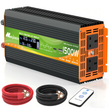 MInghaoxin 1500W Power Inverter 12V to 240V Pure Sine Wave Voltage Converter with 2 UK Sockets, USB Port, USB-C Port, LCD Remote Control Peak 3000W f