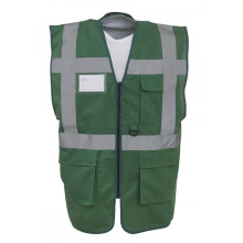 Expert Workwear Coloured Hi Vis Executive Vest High Viz Vests Zip with Pockets - 18 Colours (Large, Green)