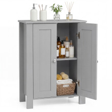 Bathroom Floor Cabinet 60 x 30 x 80 cm Double Doors Storage Cabinet Grey