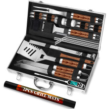 ROMANTICIST 29pcs BBQ Accessories Tools Set, Gifts for Men Dad Father’s Day Birthday, Stainless Steel Heavy Duty Grill Utensils Kit with Thermometer