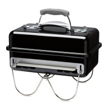 Weber Go-Anywhere Charcoal BBQ/Portable Grill with Folding Legs, Compact Design for Camping & Picnics, Durable Enamel, Precise Airflow Control, 42 x