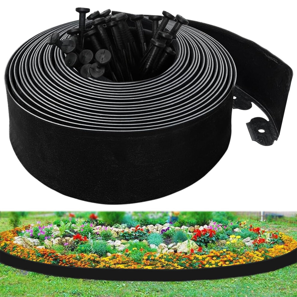 Extra Tall 10-Meter No-Dig Garden Edging Border, 10Cm-Height Heavy Duty Landscape Edging With 30Pcs Stakes For Garden, Flower Beds, Lawn Edging & Dri 5479723214233