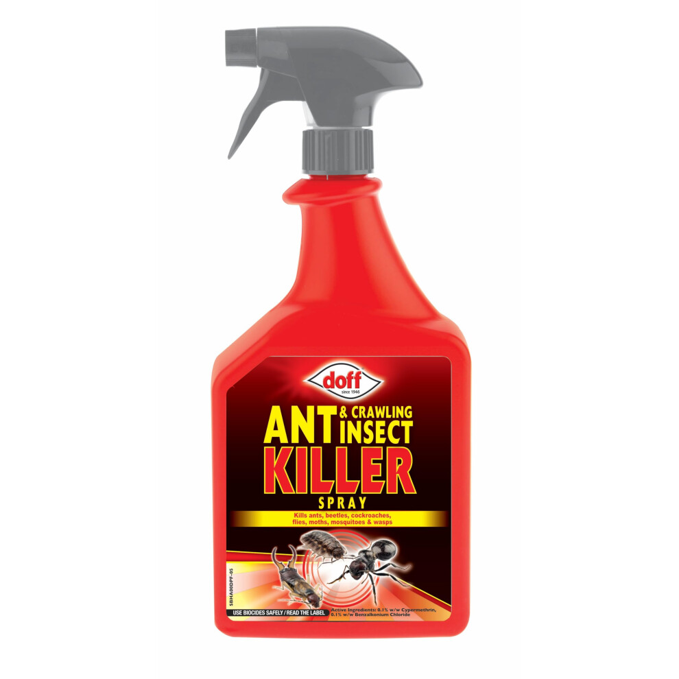 Doff Ant & Crawling Insect Killer Spray | Fast-Acting Insecticide For Ants, Fleas, Cockroaches & More | Ready-To-Use Pump Spray For Indoor & Outdoor