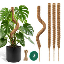 4 PCs of 23.6 Inch/60 cm Bendable Moss Pole for Plants, Garden Sage Monstera Cheese Plants Moss Pole kit, Handmade Stakes for Indoor and Climbing Pla