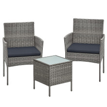 SONGMICS Garden Furniture Set, Outdoor PE Rattan Conversation Sets, 3-Piece Outdoor Lounge Set with Table and 2 Chairs, Patio Garden Furniture, for B