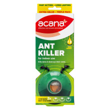 Acana Ant Killer Pack of 3 - Powerful Indoor Solution, Nests Destroyer, 3 Bait Stations containing Real Honey, Effective Pest Control Solution for Ho