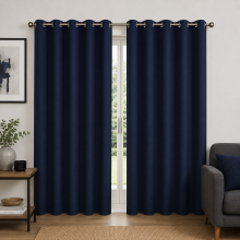 (Navy Blue, 66" x 72" (168cm x 183cm)) Short Curtains For Living Room Eyelet Ring Top Drape