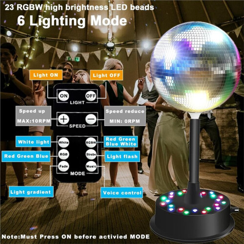 Mirrors  Light with Remote, 23 LED Adjustable Rotating Motor with 6-Inch Silver Mirror  for Home Decor 2