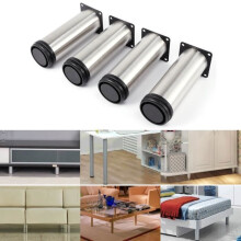 4 x säädettävät ruostumattomasta teräksestä valmistetut huonekalujalat, pyöreät, halkaisija 5 cm, korkeus 150 mm