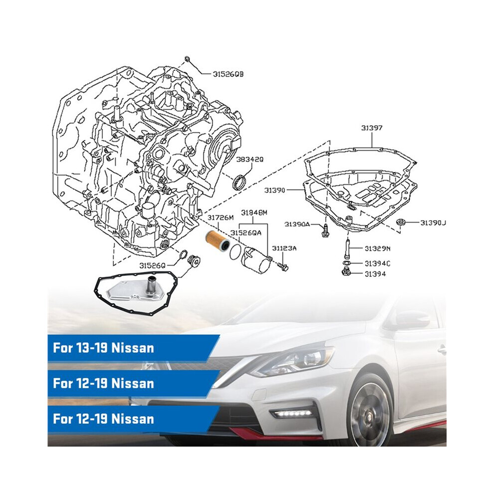 2X Transmission Oil Filter And Pan Gasket Set 12-19 For Sentra Versa Note 31728-3Jx0a 31728-3Jx0b Re0f11a 4711329158186