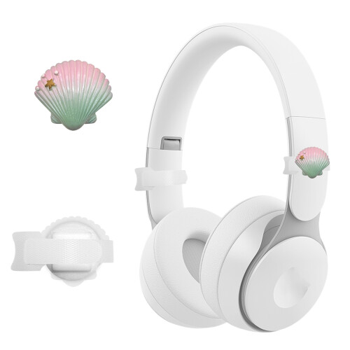 2PCS Stylish Resin Shell Headphone Clip Decorations-Pink 2