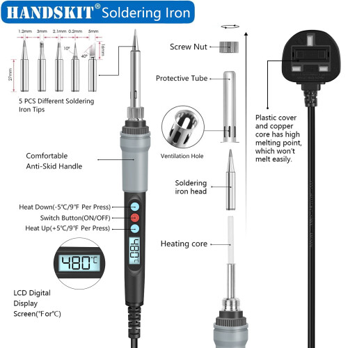 Soldering Iron Kit 90W Adjustable Temperature SolderingIron Gun Kit We