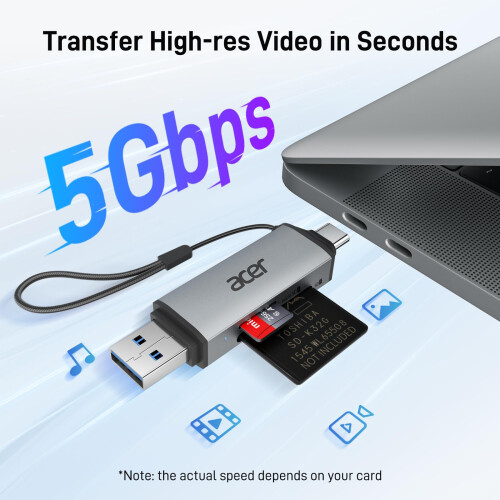 Acer Acer SD Card Reader, USB C & USB 3.0 Memory Card Reader Adapter 1