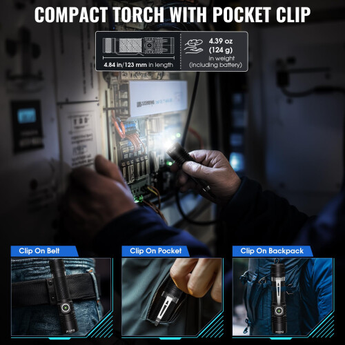 Banral Rechargeable Tactical Torch, High Lumens Small Mini USB-C LED Torch, Compact EDC Pocket Torch, 4 Modes & Memory Function, Waterproof Small Fla 1
