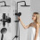 DERW Black Rainfall Shower Kit with 10 Round Rainfall Shower Head 4 Sp 5