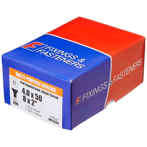 Forgefix ForgeFix Multi-Purpose Single Thread Screws | 4.0 x 50mm | Zinc Yellow Passivated | Box 200 2