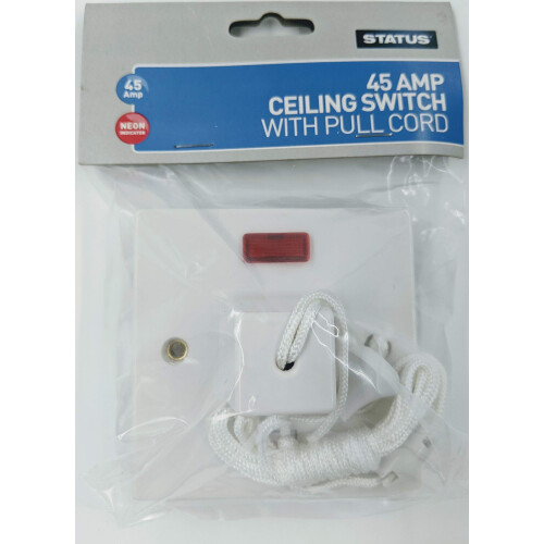 Status Electric Shower Ceiling Switch with Pull Cord 45 Amp Double Pole Isola 2