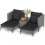 Costway 5-Piece Patio Conversation Set 2 Wicker Armchairs 2 Ottomans And Side Table 1