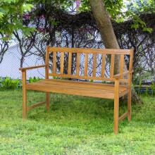 2-Person Outdoor Bench Wooden Bench Ergonomic Backrest Loveseat For Garden Poolside