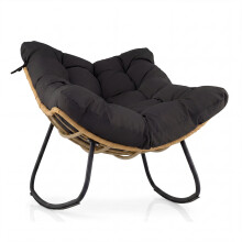 Outdoor Papasan Rocking Chair Oversized PE Wicker Patio Egg Chair With Cushion
