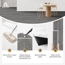 ATOPOSE Self Adhesive Floor Tiles | Wood Effect Peel and Stick Floor Planks 36-Pack 5.02 m² | Dark Grey | Waterproof and Easy DIY Installation for Li