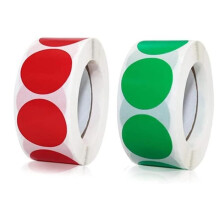 Self-adhesive stickers - Unspecified - 1000 pieces - 25 mm - Red and green - Colored labels