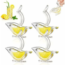 Lemon Squeezer - YYV - Deluxe Design - Clear Acrylic - Set of 4 - Yellow and White