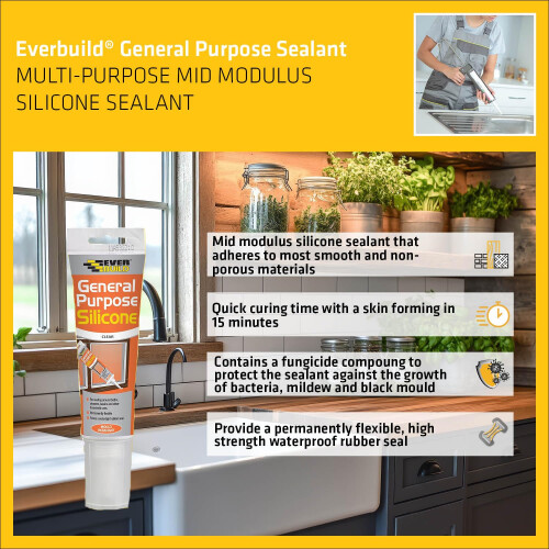 Everbuild Everbuild General Purpose Silicone Sealant – Waterproof – Suitable for 1