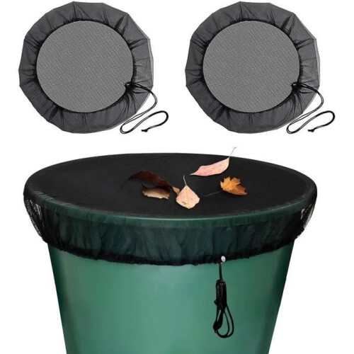 2 Pcs Rain Tank Net, Rain Barrel Protection Net with Drawstring, Adjustable Protective Net