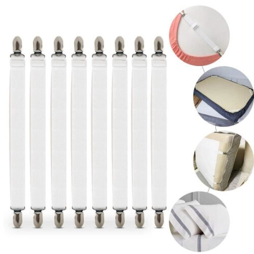 Bed Sheet Fasteners, 8pcs Adjustable Sheet Straps, Sheet Holders for Bed or Corner Sofa, Straps E