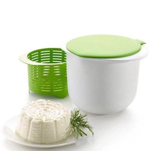 Fresh cheese mold, cheesemaker, cheesemaker, cheesemaker with recipe, green